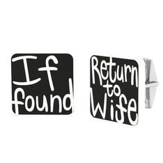 Return to Wife Kol Düğmesi - 18 ayar beyaz altın kol düğmesi (Siyah mineli) #1r3b8xe