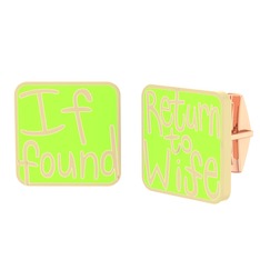 925 ayar rose altın kaplama gümüş kol düğmesi (Açık yeşil mineli)