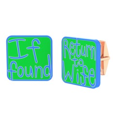 Return to Wife Kol Düğmesi - 925 ayar rose altın kaplama gümüş kol düğmesi (Neon yeşil mineli) #1v0v7se