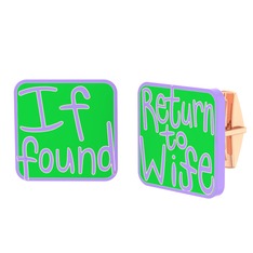 Return to Wife Kol Düğmesi - 18 ayar rose altın kol düğmesi (Neon yeşil mineli) #1yqj5gv