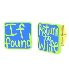 8 ayar altın kol düğmesi (Mavi mineli)