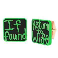 18 ayar rose altın kol düğmesi (Siyah mineli)