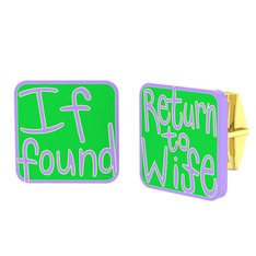 Return to Wife Kol Düğmesi - 8 ayar altın kol düğmesi (Neon yeşil mineli) #415p97