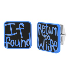Return to Wife Kol Düğmesi - 8 ayar beyaz altın kol düğmesi (Siyah mineli) #4jtqe7