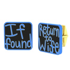 Return to Wife Kol Düğmesi - 925 ayar altın kaplama gümüş kol düğmesi (Siyah mineli) #6e6oxy