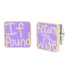 Return to Wife Kol Düğmesi - 8 ayar beyaz altın kol düğmesi (Menekşe mineli) #7s627c