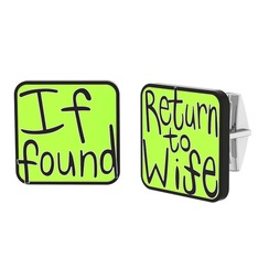 Return to Wife Kol Düğmesi - 14 ayar beyaz altın kol düğmesi (Açık yeşil mineli) #ilor5i