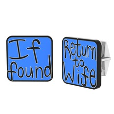 Return to Wife Kol Düğmesi - 18 ayar beyaz altın kol düğmesi (Mavi mineli) #jfme68