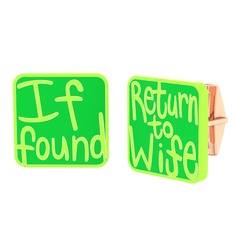 Return to Wife Kol Düğmesi - 14 ayar rose altın kol düğmesi (Neon yeşil mineli) #m8d1rf