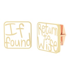 14 ayar rose altın kol düğmesi (Beyaz mineli)