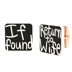 Return to Wife Kol Düğmesi - 925 ayar rose altın kaplama gümüş kol düğmesi (Siyah mineli) #rlape1