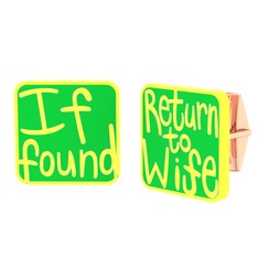 Return to Wife Kol Düğmesi - 925 ayar rose altın kaplama gümüş kol düğmesi (Neon yeşil mineli) #ttjebx