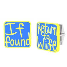 Return to Wife Kol Düğmesi - 18 ayar beyaz altın kol düğmesi (Mavi mineli) #x74tdz