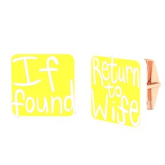 Return to Wife Kol Düğmesi - 925 ayar rose altın kaplama gümüş kol düğmesi (Sarı mineli) #yk837p