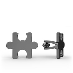 Puzzle Kol Düğmesi - 925 ayar siyah rodyum kaplama gümüş kol düğmesi #1qscaoo