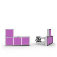Tetris Kol Düğmesi - 8 ayar beyaz altın kol düğmesi (Menekşe mineli) #1mfwv3i