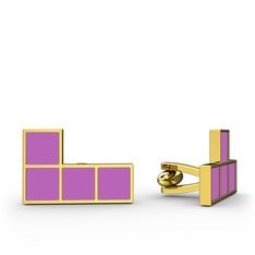 Tetris Kol Düğmesi - 14 ayar altın kol düğmesi (Menekşe mineli) #gu4wua