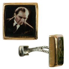 Atatürk Kare Kol Düğmesi/Atatürk İmzalı Kare Kol Düğmesi - Atatürk Kare Kol Düğmesi/Atatürk İmzalı Kare Kol Düğmesi #X