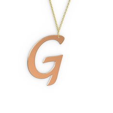 G Harf Kolye - 14 ayar rose altın kolye (40 cm gümüş rolo zincir) #1icn48r