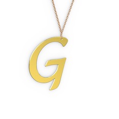 G Harf Kolye - 14 ayar altın kolye (40 cm rose altın rolo zincir) #9yv5ic