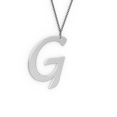 G Harf Kolye - 18 ayar beyaz altın kolye (40 cm gümüş rolo zincir) #gz167a