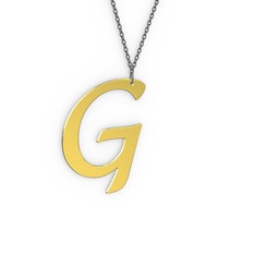 G Harf Kolye - 8 ayar altın kolye (40 cm gümüş rolo zincir) #t1pas8