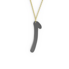I Harf Kolye - 925 ayar siyah rodyum kaplama gümüş kolye (40 cm altın rolo zincir) #784tgb
