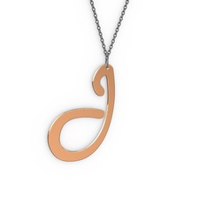 J Harf Kolye - 925 ayar rose altın kaplama gümüş kolye (40 cm gümüş rolo zincir) #12az5vl