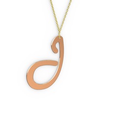 J Harf Kolye - 8 ayar rose altın kolye (40 cm altın rolo zincir) #1bsh33m