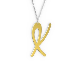 K Harf Kolye - 14 ayar altın kolye (40 cm beyaz altın rolo zincir) #1qxisry