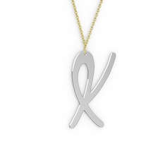 K Harf Kolye - 18 ayar beyaz altın kolye (40 cm gümüş rolo zincir) #zploxi