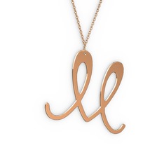 M Harf Kolye - 14 ayar rose altın kolye (40 cm gümüş rolo zincir) #tfd8id