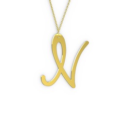 N Harf Kolye - 18 ayar altın kolye (40 cm altın rolo zincir) #1tk6a31
