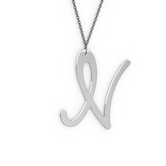 N Harf Kolye - 925 ayar gümüş kolye (40 cm gümüş rolo zincir) #ifb4kn