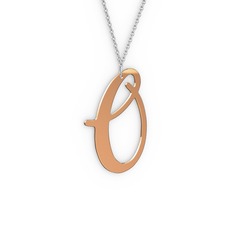 O Harf Kolye - 14 ayar rose altın kolye (40 cm gümüş rolo zincir) #47p190