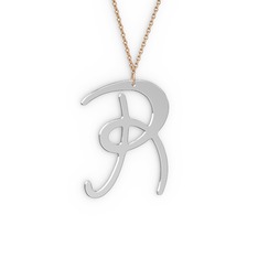 18 ayar beyaz altın kolye (40 cm rose altın rolo zincir)