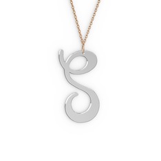 S Harf Kolye - 8 ayar beyaz altın kolye (40 cm gümüş rolo zincir) #knicxw
