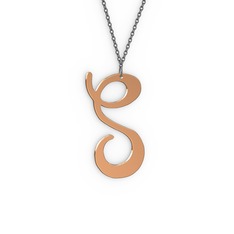 S Harf Kolye - 925 ayar rose altın kaplama gümüş kolye (40 cm gümüş rolo zincir) #m8b7v4