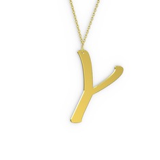Y Harf Kolye - 18 ayar altın kolye (40 cm altın rolo zincir) #12dntay