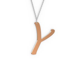 8 ayar rose altın kolye (40 cm gümüş rolo zincir)