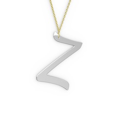 Z Harf Kolye - 925 ayar gümüş kolye (40 cm altın rolo zincir) #13emh5k