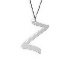 Z Harf Kolye - 14 ayar beyaz altın kolye (40 cm gümüş rolo zincir) #13p3o1b
