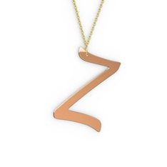 Z Harf Kolye - 18 ayar rose altın kolye (40 cm altın rolo zincir) #t5hp0b