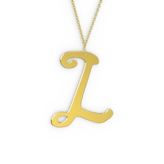 L Harf Kolye - 18 ayar altın kolye (40 cm altın rolo zincir) #10mbyc3