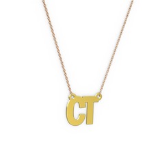 İsim Kolye - 18 ayar altın kolye (2 karakterli arial, 40 cm gümüş rolo zincir) #142ox6w