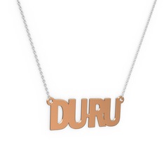 18 ayar rose altın kolye (4 karakterli arial, 40 cm beyaz altın rolo zincir)