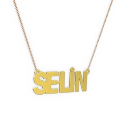 18 ayar altın kolye (5 karakterli arial, 40 cm rose altın rolo zincir)