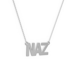 925 ayar gümüş kolye (3 karakterli arial, 40 cm beyaz altın rolo zincir)