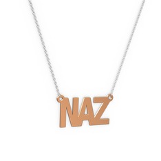 925 ayar rose altın kaplama gümüş kolye (3 karakterli arial, 40 cm beyaz altın rolo zincir)