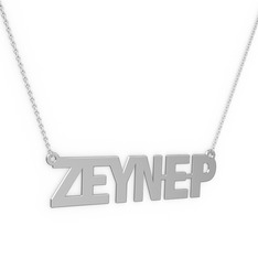 İsim Kolye - 18 ayar beyaz altın kolye (6 karakterli arial, 40 cm beyaz altın rolo zincir) #1pgsb38